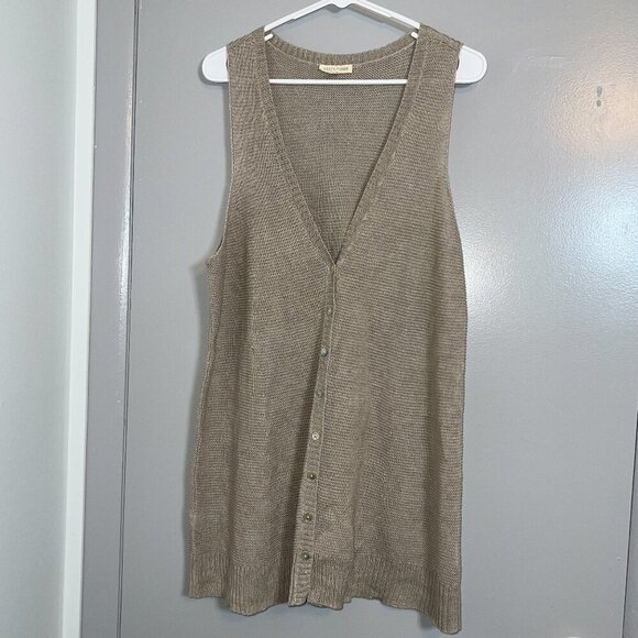 Eileen Fisher Sweaters - Eileen Fisher 100% Linen Knit Sweater Vest Tan Size M